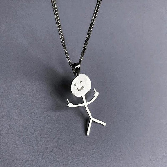 Funny Middle Finger Stickman Necklace